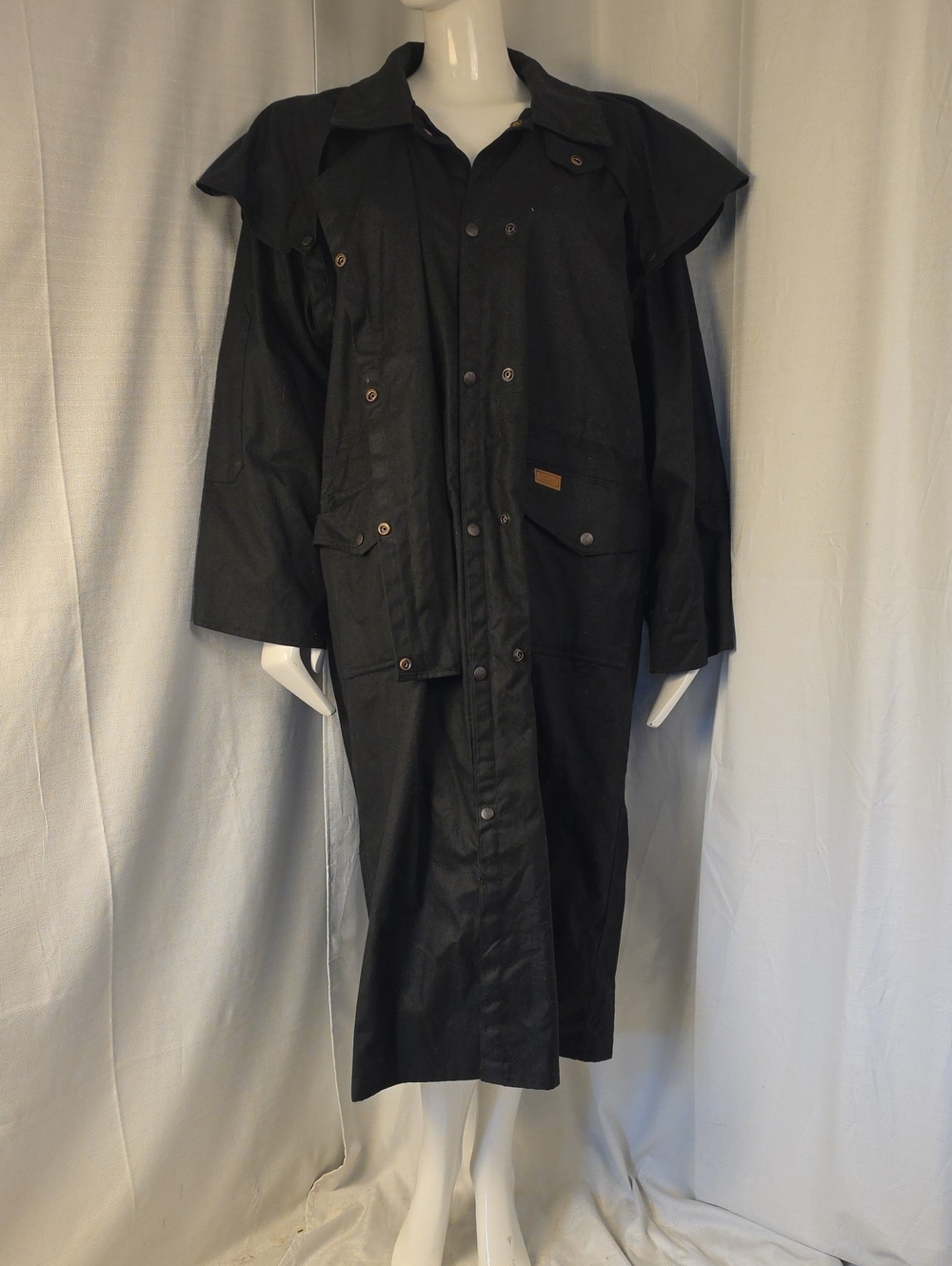 Outback Trading Company 100% Cotton Black Oil Skin Stockman Duster Size Large